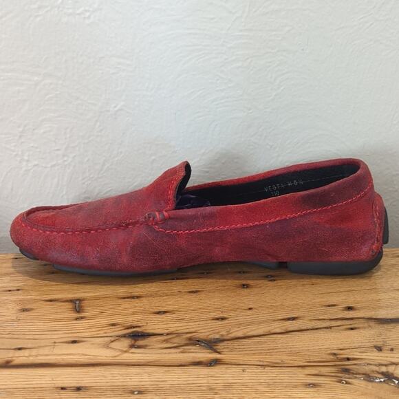 Donald J. Pliner Made in Italy Vesta Red Distressed Driving Mocassins Size 6.5 - Picture 7 of 12